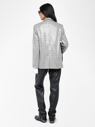 Vanille Sequin Blazer - Regular fit blazer in sequined Prince of Wales check with button closure.