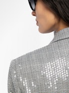 Blazer Vanille - Gerader Blazer aus Hahnentritt mit Pailletten und Knopfverschluss.