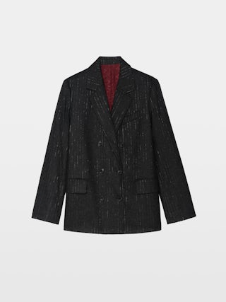 Blazer Vaska - Blazer droit structuré en flannel avec rayures shimmer et femeture croisée boutonnée.