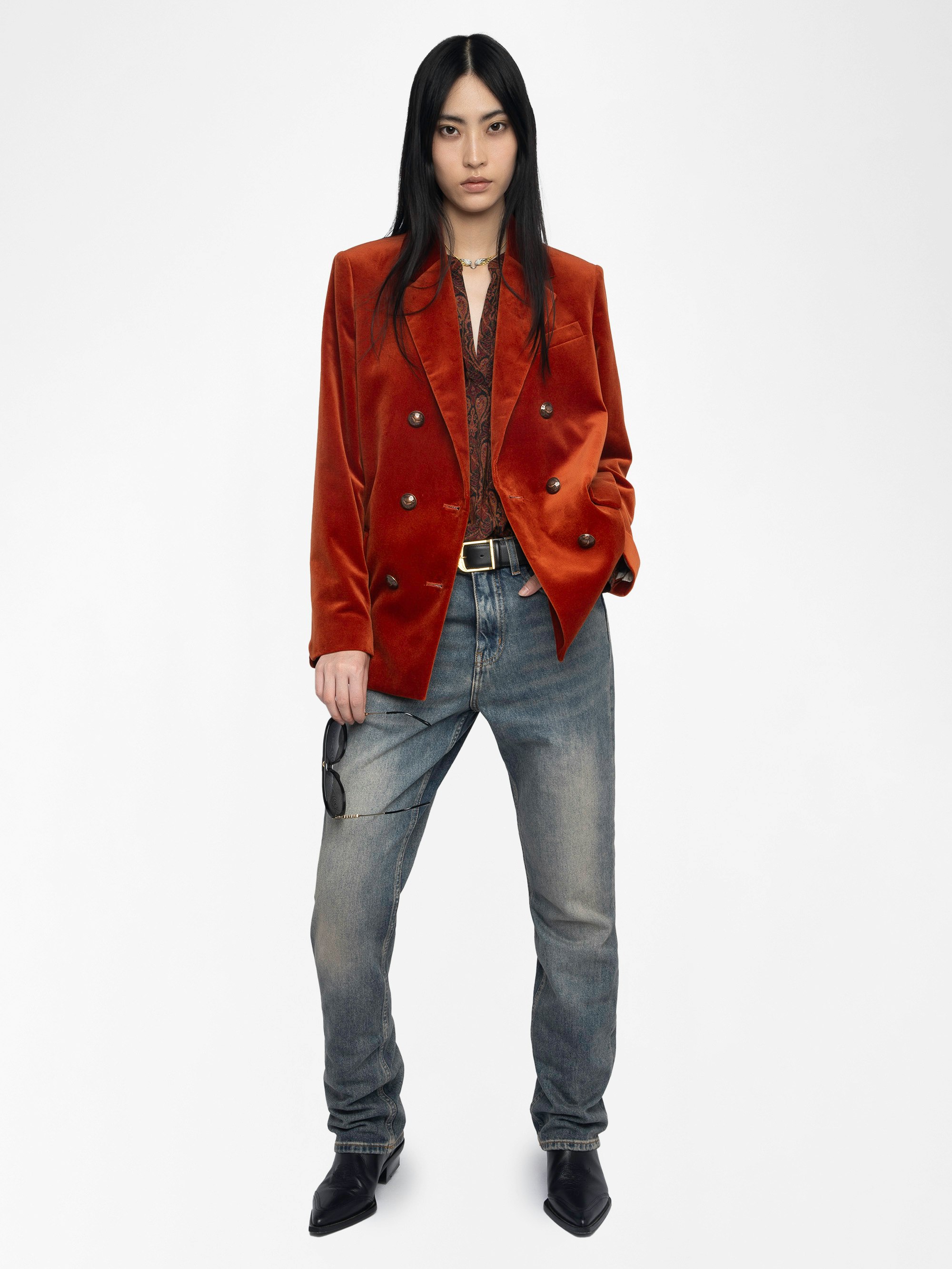 Red Velvet Vaska Blazer for Women | Zadig&Voltaire