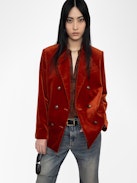 Blazer Vaska Samt - Strukturierter gerader Blazer aus Samt mit doppelreihigem Knopfverschluss.
