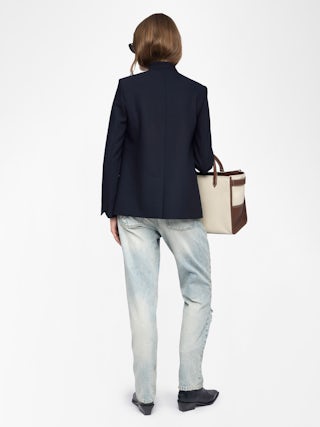 Verysa Blazer - Structured regular fit blazer, high collar and rhinestone wing appliqué, button fastening.