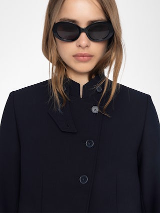 Verysa Blazer - Structured regular fit blazer, high collar and rhinestone wing appliqué, button fastening.