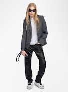 Vavy Blazer - Structured straight-cut tailored blazer with skull rhinestones and button fastening.