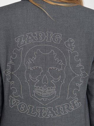 Vavy Blazer - Structured straight-cut tailored blazer with skull rhinestones and button fastening.