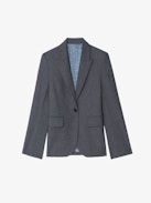 Vavy Blazer - Structured straight-cut tailored blazer with skull rhinestones and button fastening.