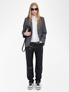 Vavy Blazer - Structured straight-cut tailored blazer with skull rhinestones and button fastening.