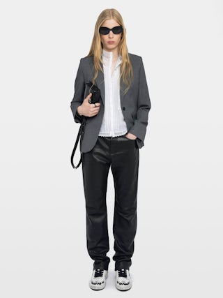 Vavy Blazer - Structured straight-cut tailored blazer with skull rhinestones and button fastening.