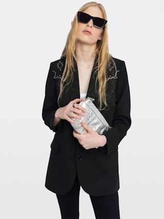 Viva Blazer - Structured tailored blazer with western-inspired rhinestones and button fastening.