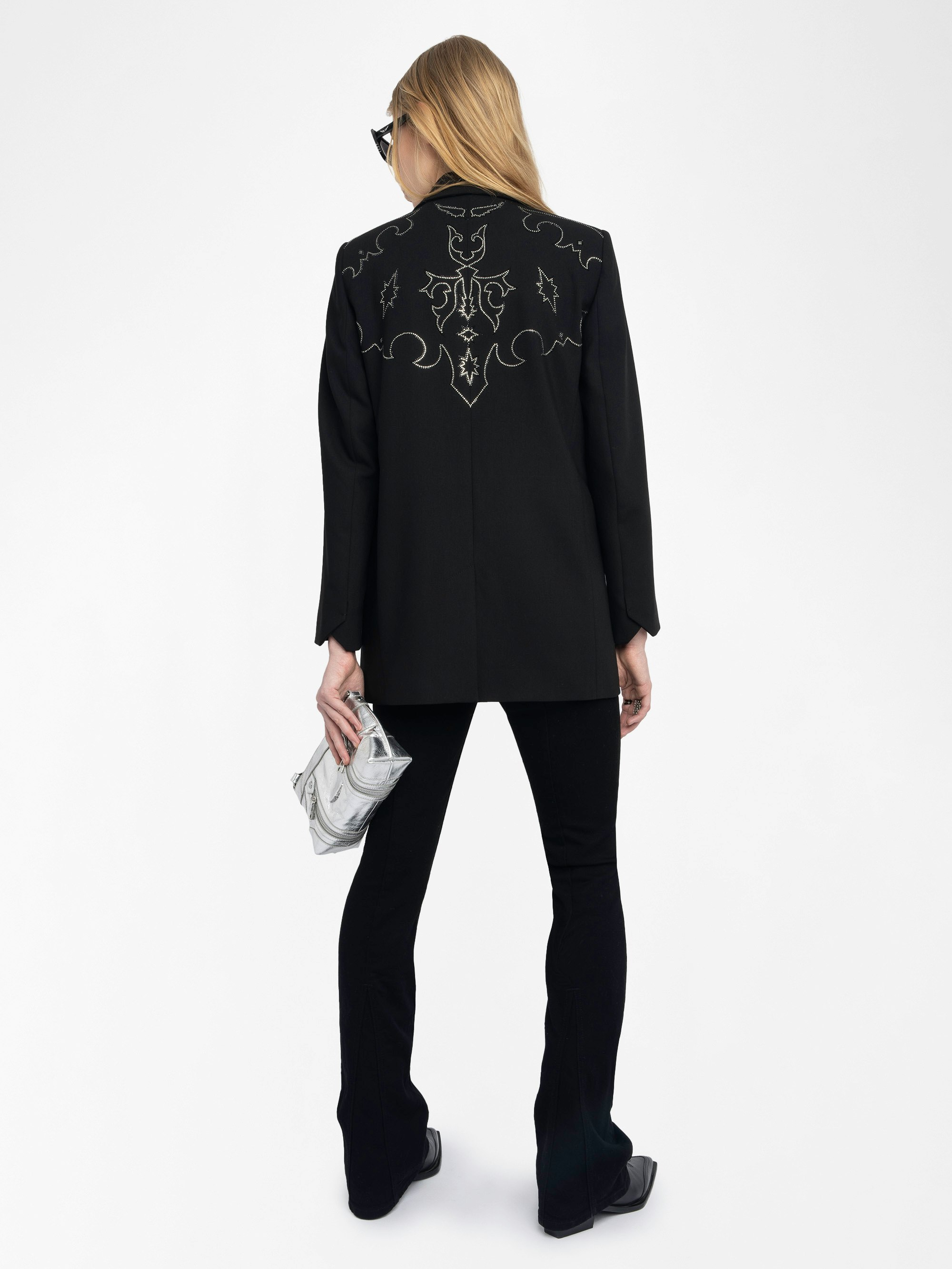 Viva Blazer - Structured tailored blazer with western-inspired rhinestones and button fastening.