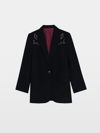 Viva Blazer - Structured tailored blazer with western-inspired rhinestones and button fastening.