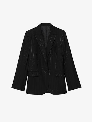 Valse Blazer - Structured straight blazer in strass suiting with button closure.
