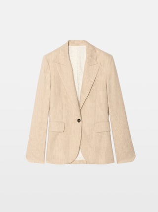 Vavy Blazer - Structured tailored blazer with pinstripes and button fastening.