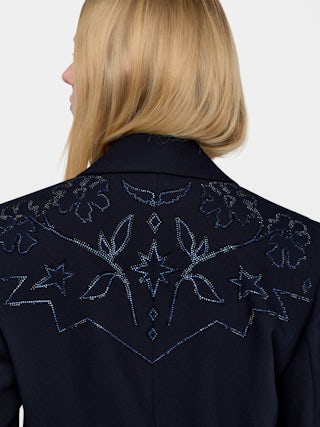 Vavy Blazer - Structured tailored blazer with multi rhinestones at the front and back, and button closure.