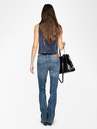 Emaux Waistcoat - Tailored waistcoat with transparent embroidered sequins, button fastening.