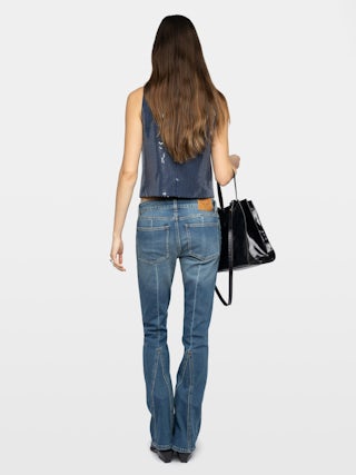 Chaleco Emaux - Chaleco sastre con lentejuelas bordadas transparentes, cierre abotonado.