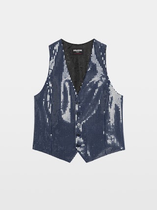 Chaleco Emaux - Chaleco sastre con lentejuelas bordadas transparentes, cierre abotonado.