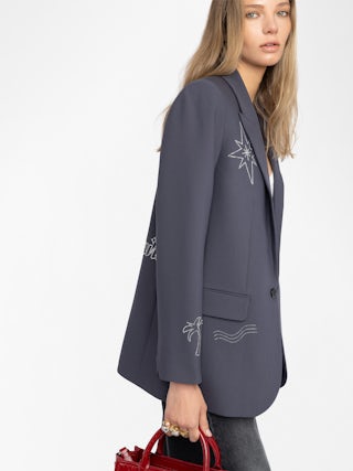 Blazer Vival - Blazer droit structuré à fermeture boutonnée avec multistrass.