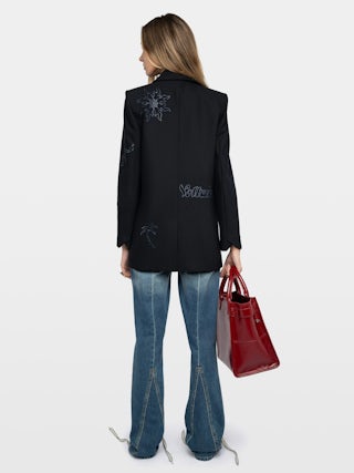 Vival Blazer - Structured straight blazer with button closure and rhinestone details.