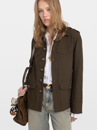 Veraman Blazer - Military-inspired tailored blazer with button closure and multiple pockets.