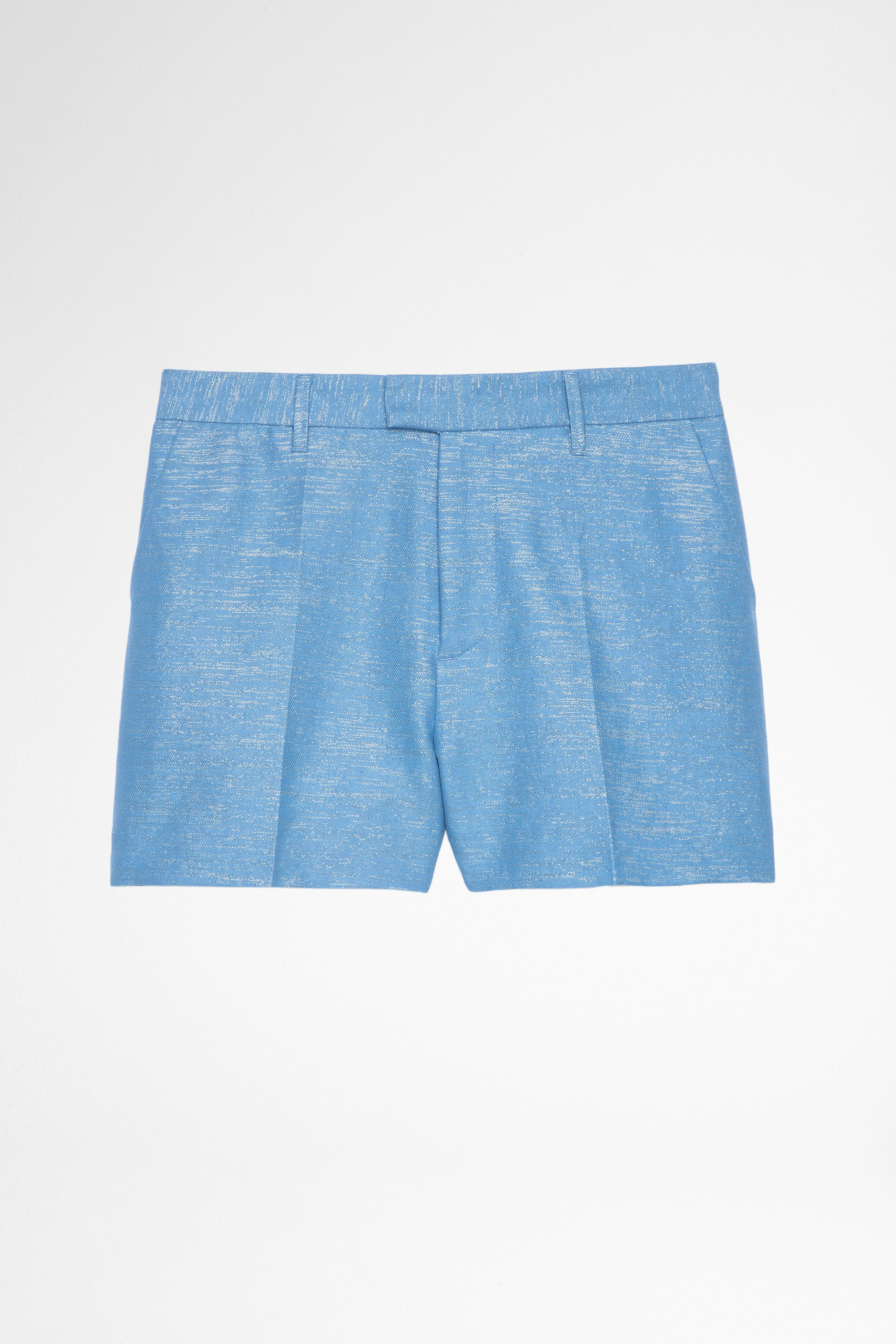 Shorts Please Shorts aus Leinen und Baumwolle in glänzendem Himmelblau für Damen