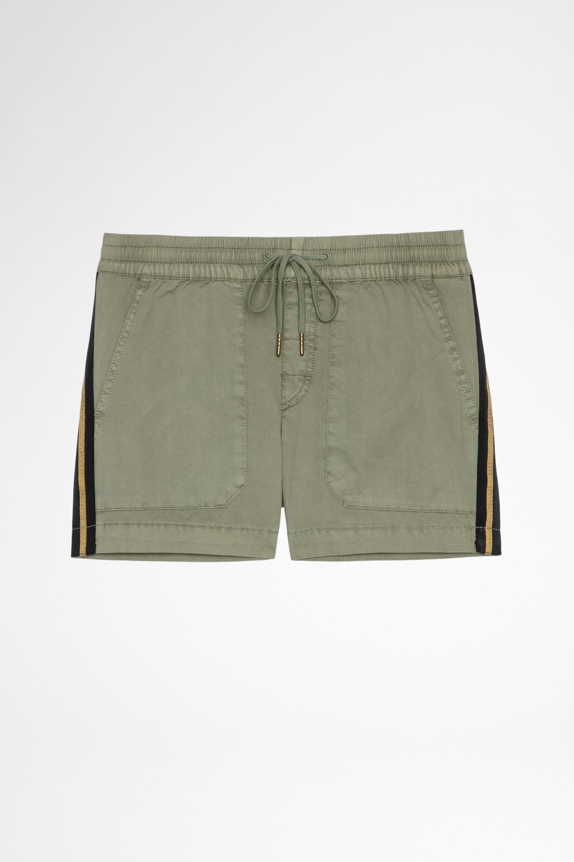 Shorts Paro Shorts aus Baumwolle in Hellgrün mit seitlichen Streifen für Damen