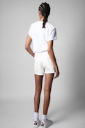 Storm Shorts Strass - Women's white denim shorts with crystals