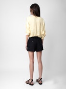 Pink Shorts - Black tailored shorts with pockets.