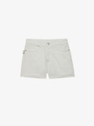 Sissi Denim Shorts - White denim shorts with pockets, overstitched details and raw hems.