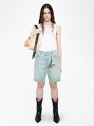 Sady Denim Shorts - Multi-pocket denim bermuda shorts.