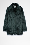 Cappotto Fridas - Cappotto in finta pelliccia verde, donna