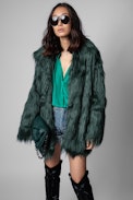 Cappotto Fridas - Cappotto in finta pelliccia verde, donna