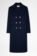 Maestro Coat - Women's navy blue military coat with gold buttons