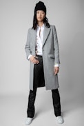 Abrigo Monarque - Abrigo recto gris claro para mujer