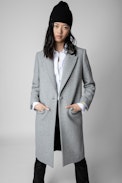 Abrigo Monarque - Abrigo recto gris claro para mujer