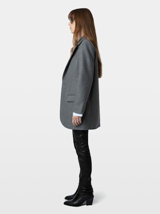 Coat Violet - Structured short coat with pockets and embroidered wings patch at the back.