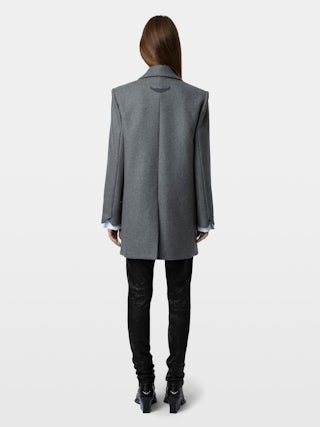 Coat Violet - Structured short coat with pockets and embroidered wings patch at the back.