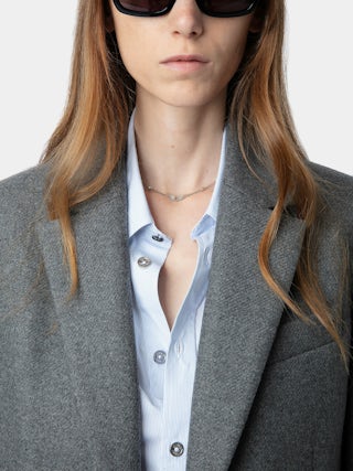 Coat Violet - Structured short coat with pockets and embroidered wings patch at the back.