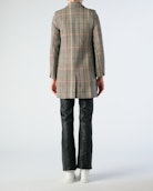 Marco Check Coat - Women's plaid mid-length coat with single button fastening.