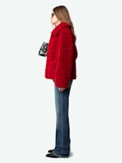 Fred Coat - Short red faux fur coat with collar and pockets.