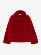Fred Coat - Short red faux fur coat with collar and pockets.