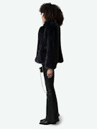 Freeze Coat - Women's short dark blue faux fur coat.