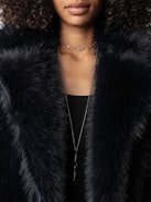 Freeze Coat - Women's short dark blue faux fur coat.