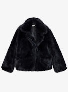 Freeze Coat - Women's short dark blue faux fur coat.
