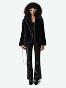 Freeze Coat - Women's short dark blue faux fur coat.