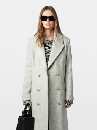 Coat Mulan - Long coat with buttoned fastening, belt and pockets.