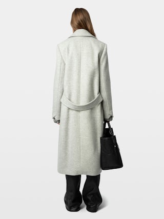 Coat Mulan - Long coat with buttoned fastening, belt and pockets.