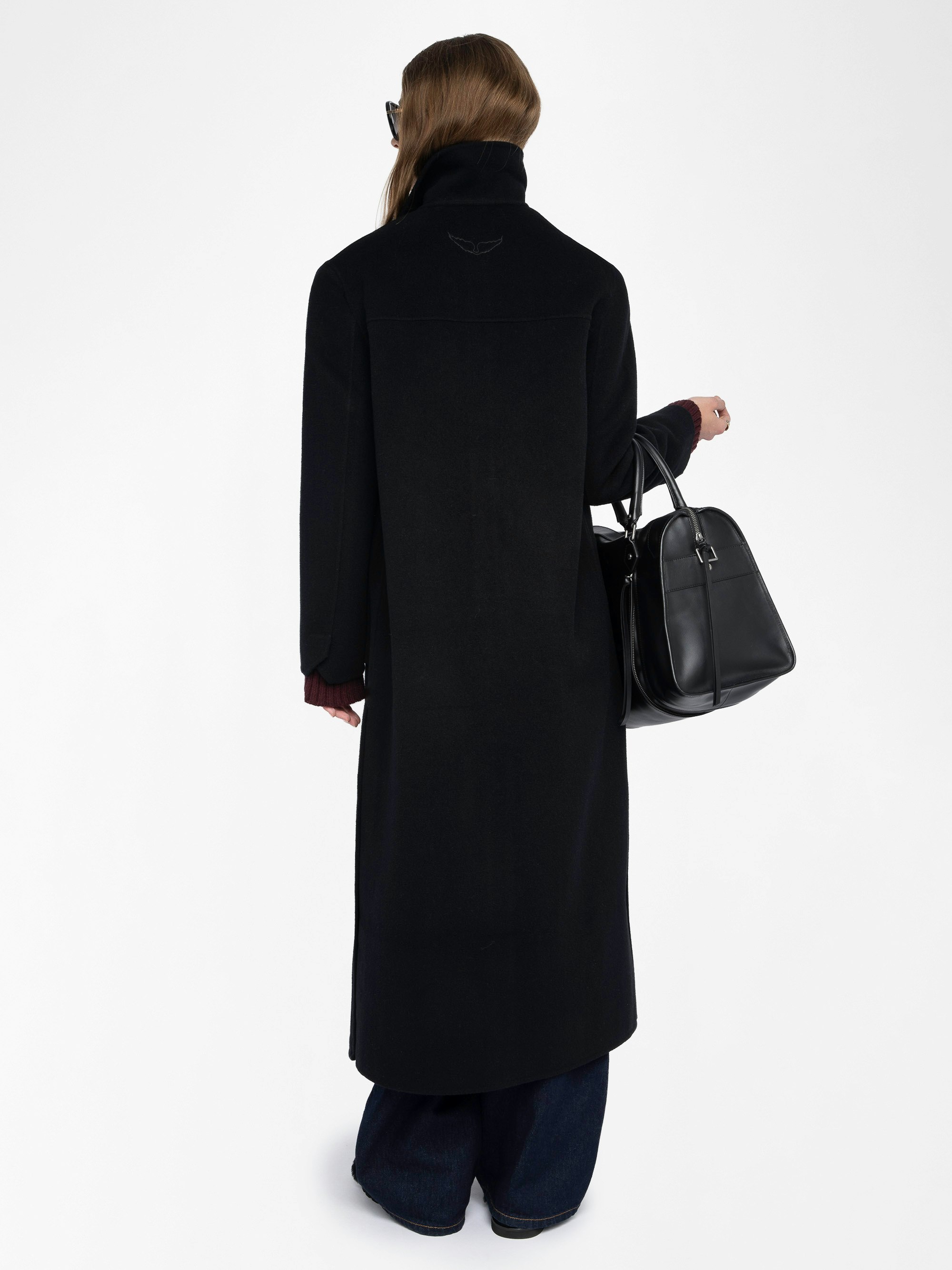 Long Straight Black Wool Blend Coat | Zadig&Voltaire