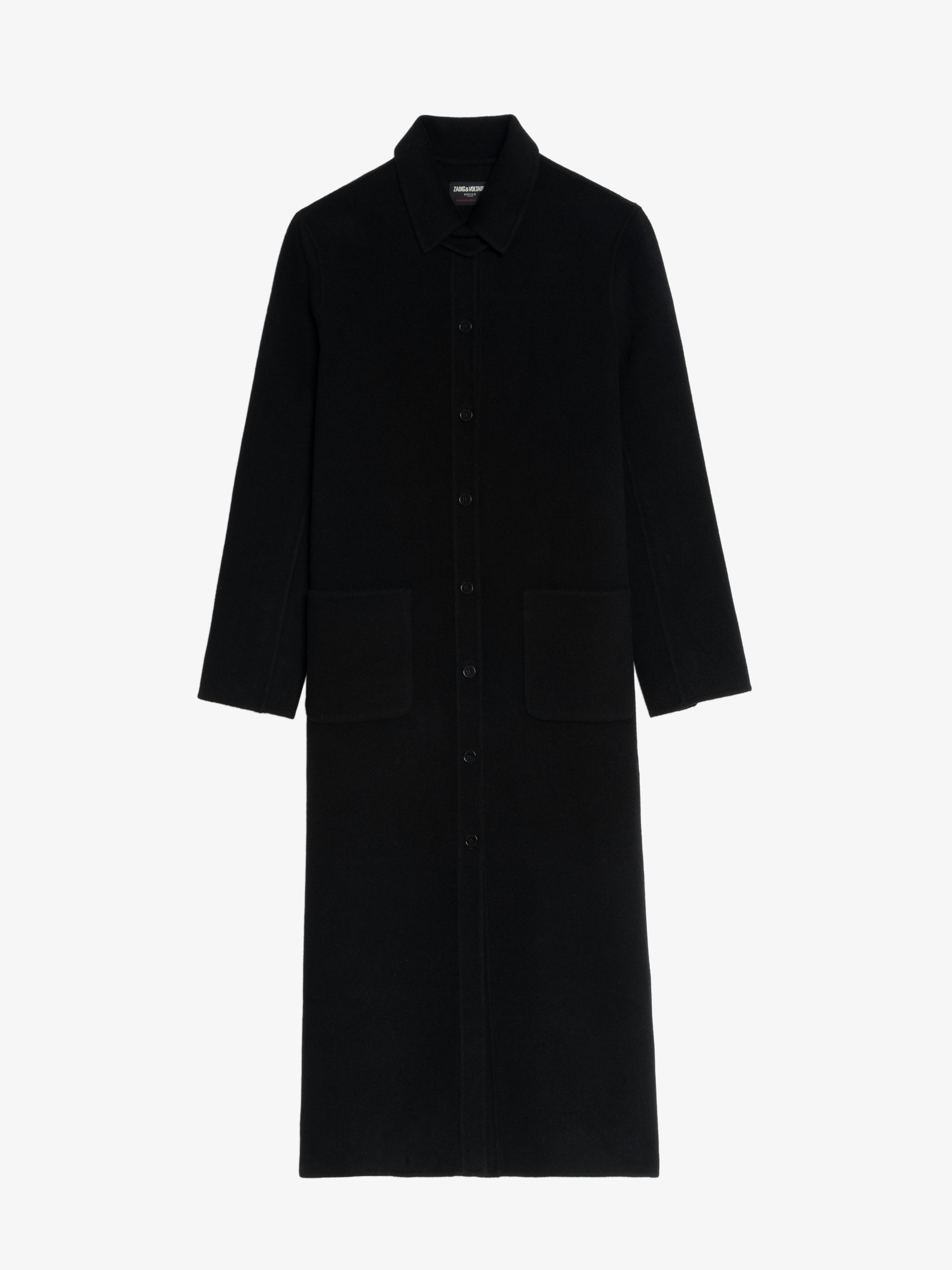 zadig＆voltaire コート　ブラック Long Straight Black Wool Blend Coat | Zadig&Voltaire