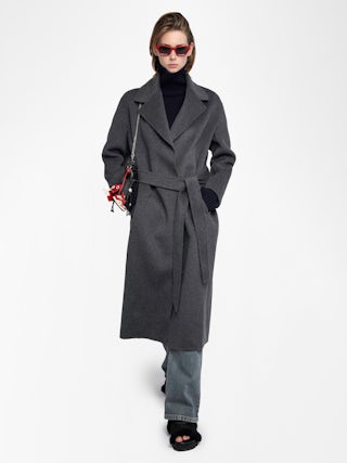 Manteau Meli - Manteau long esprit peignoir, double face, ceinture taille et manches longues.